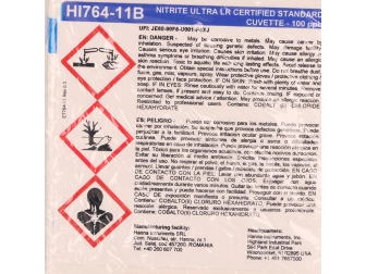 Solutions étalons nitrites eau de mer à 0 et 100 microg.L HI764-11 HANNA