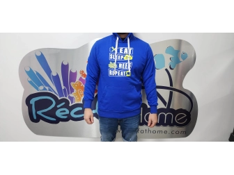 Sweat capuche EAT SLEEP REEF REPEAT ROYAL BLUE taille au choix